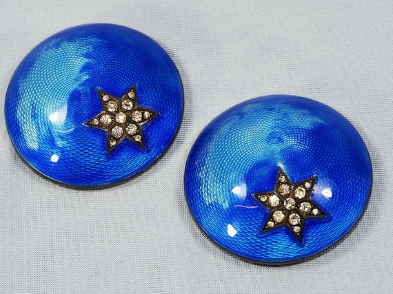 Antique French Silver Enamel Dress Clips-1900s