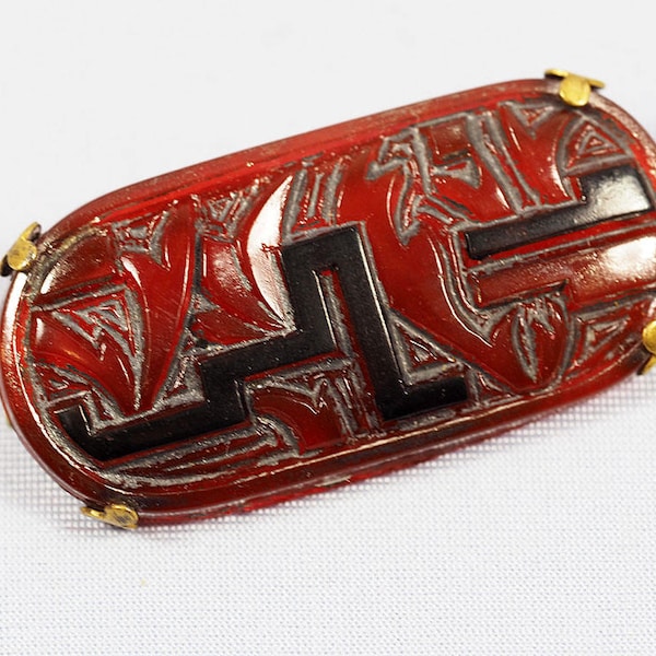 Art Deco Abstract Glass Brooch