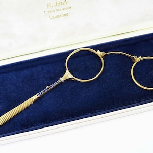 Antique Gold 18k Lorgnette w/ Sapphires and Diamonds-Circa 1900s