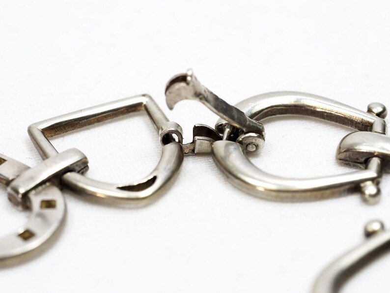 Antique Novelty Silver Horseshoe /& Stirrup Bracelet-1900s
