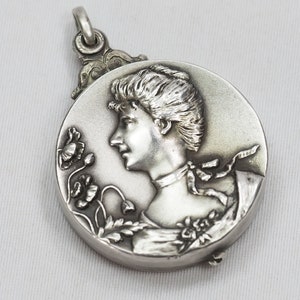 Antique French Art Nouveau Silver Slider Locket-Pendant