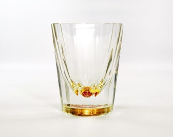Antique Baccarat Crystal Glass/Tumbler with Hand Painted Flower and Gold Foil Base-ca. 1830s