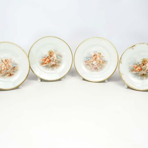 Marque-places ou porte-menus anciens en porcelaine de l'Allemagne - Lot de 4