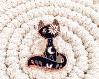 Witch's Cat | Enamel Pin | Rose Gold | Spellbound | Magical Collection | Magic Essentials | Witchy Pin | Witch Familiar