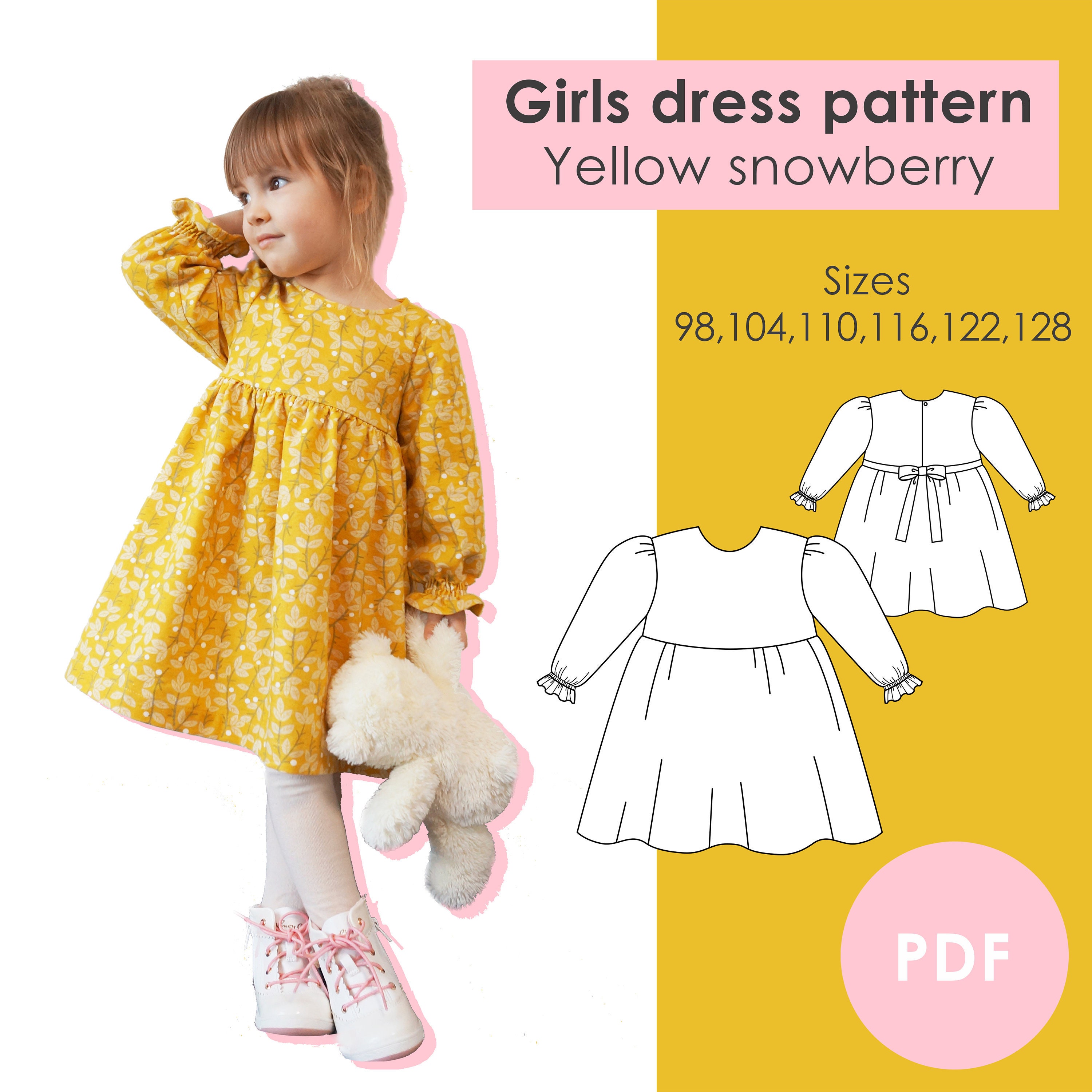 Girls Dress Pattern Sewing PDF pattern for children little Etsy