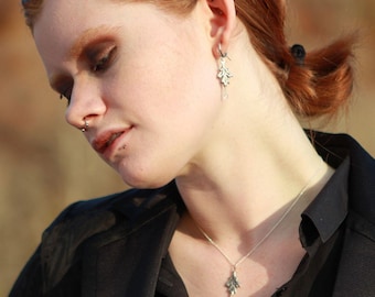 A Gift from the Woodlands - Gemstone Drop Earrings, Leaf Earrings, Labradorite Jewelry, Rainbow Moonstone Jewelry