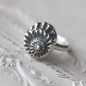 Artifact - Ammonite Negative Sterling Silver Ring US Size 9.5, Natural History Gift
