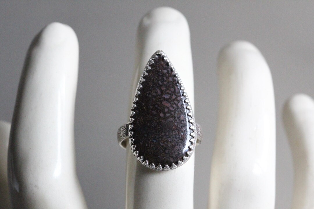 Sterling Silver Dinosaur Bone Ring – Handmade Fossil Statement Ring ...