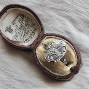Nouveau Blossom II - Antique-Style Silver Floral Ring, Sterling Silver Art Nouveau Statement Ring, Handmade