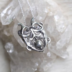 The Tulip Heart - Sterling Silver Art Nouveau Necklace, Heart-Shaped Flower Pendant