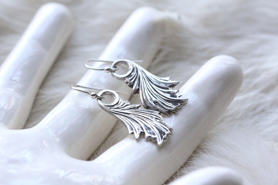 Fleur - Sterling Silver Leaf Earrings, Artisan Dangle Earrings, Nature-Inspired Jewelry, Boho Silver Jewelry Gift