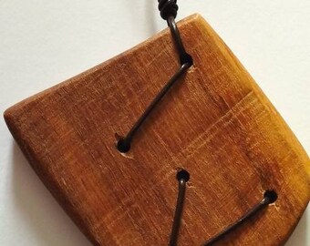 Wooden pendant unique handmade recycling statement piece