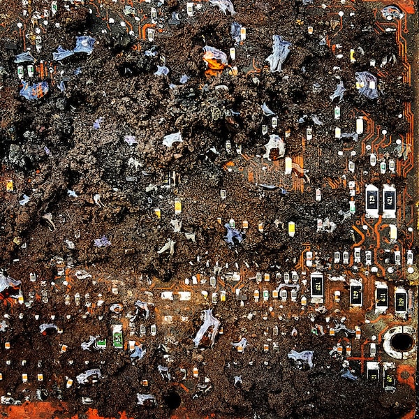 Dirt Covered Found Circuit Board color photo print | circuitboard, circuitry, dirty, found, decay, technology, fine art, photograph, tech