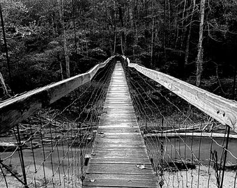 Red River Gorge Wooden Bridge | Daniel Boone National Forest Woods Fine Art Nature RRG Black and White BnW or Sepia Photo Photograph Print