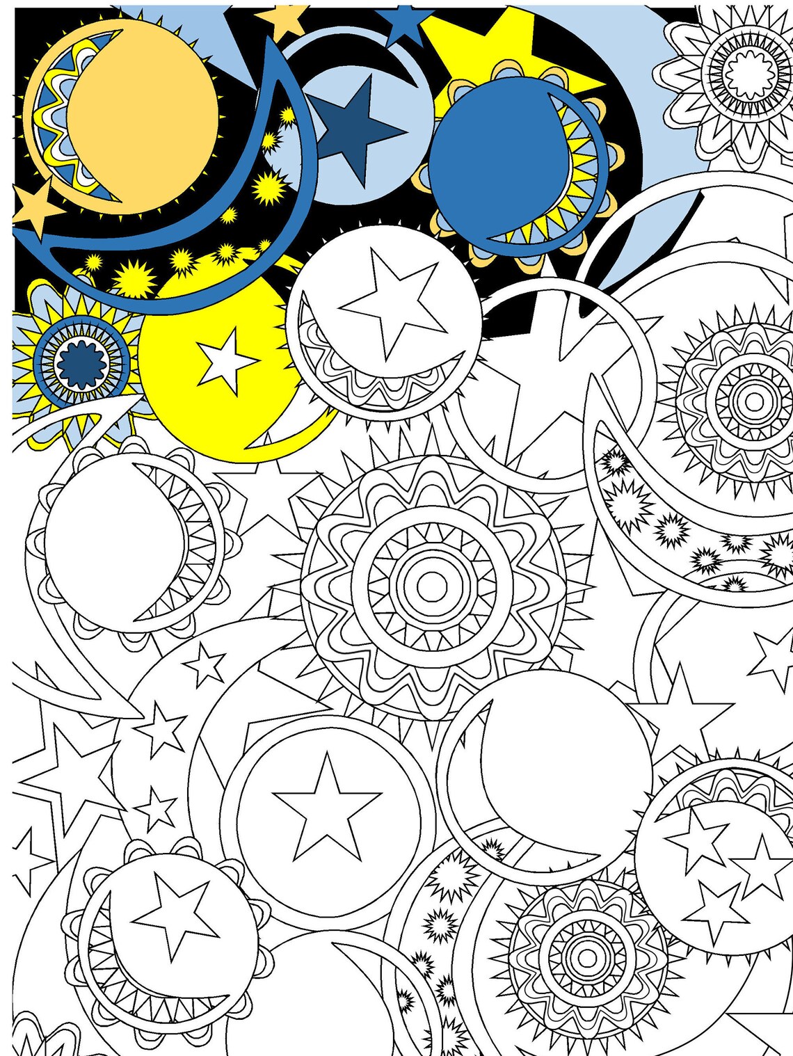 Sun - Moon - Stars - #1, Coloring Page, Sun, Moon &amp; Stars Coloring Page ...
