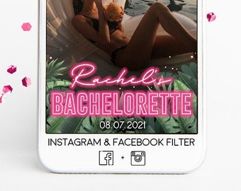 Neon Bachelorette Instagram Filter, Custom Bachelorette Filter, Instagram Bachelorette Filter, Tropical Bachelorette Filter, Facebook Filter