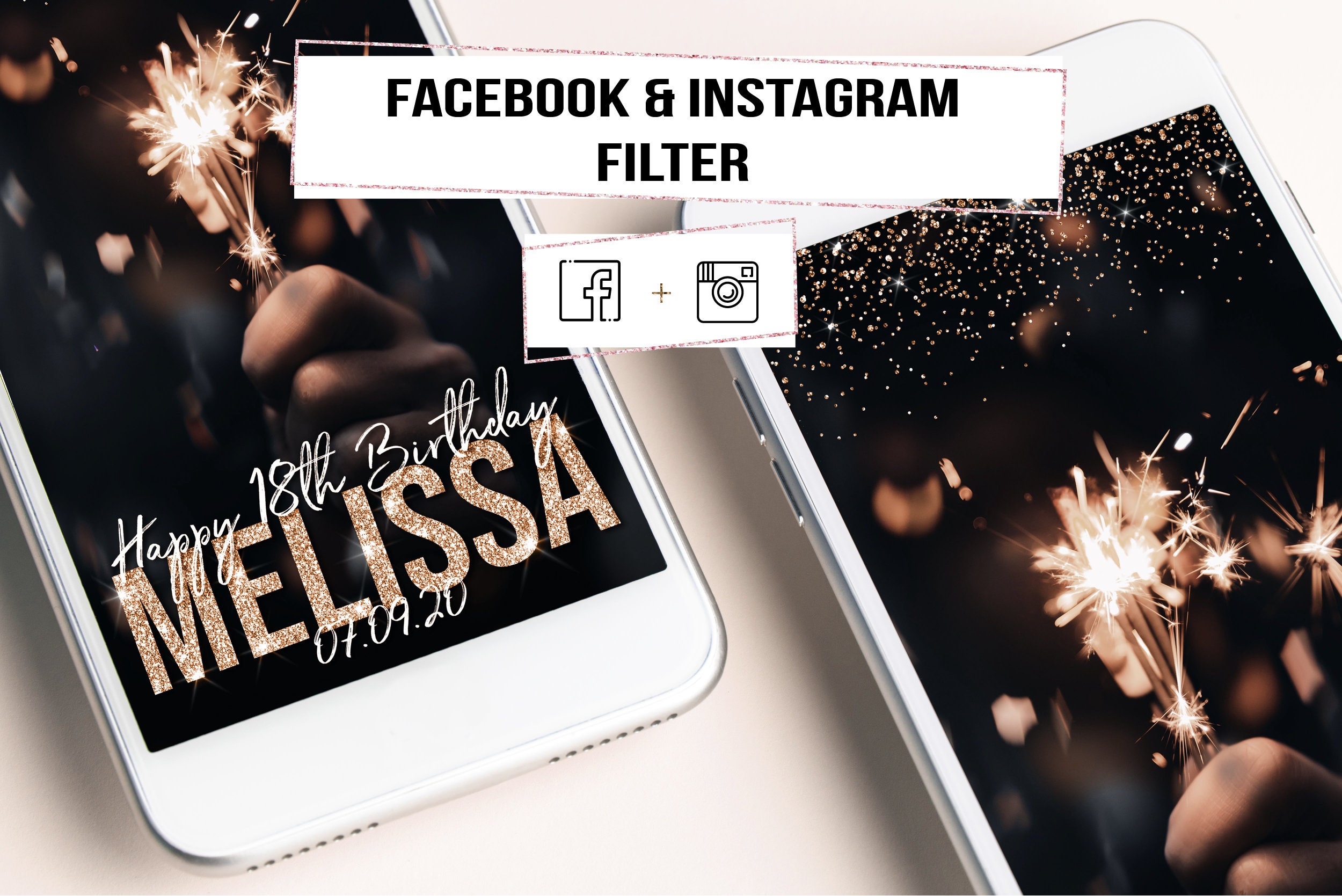 INSTAGRAM Rose Gold Birthday Filter Insta Birthday Filter Etsy