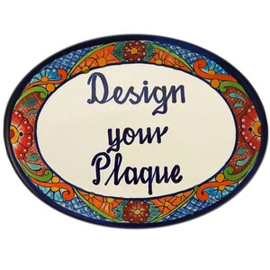 Mexican Ceramic Talavera House Sign Custom Wall House Address Sign House Plaque Flowers 16