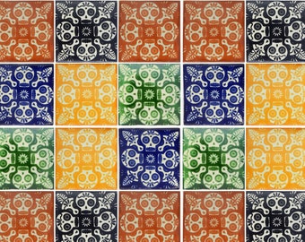 100 Hand Painted Day of the Dead Mexican Talavera Tiles 4x4" Tiles Folk Art Dia de los Muertos Skull Calaveras
