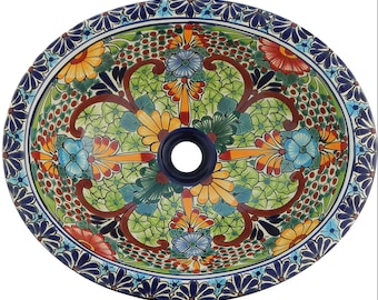 Mexican Bathroom Talavera Sink Handmade Ceramic Mexico # 205
