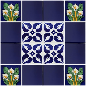16 Handmade Mexican Talavera Tiles – 4x4” Ceramic Tiles – Vibrant & Hand-Painted # 480