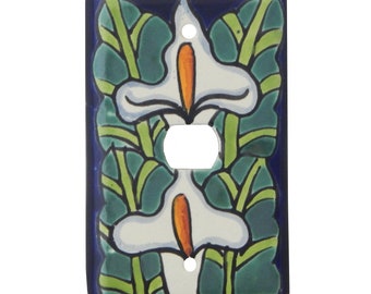 Mexican Handmade Talavera Ceramic Single Outlet Wall Plate Cover # sp 9086