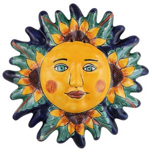 Mexican Talavera Sun Face Hand painted Pottery  Wall Hanging Decor Garden Decor - 04