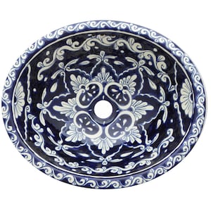 16” X 11.5” Talavera Mexican Sink Hand Painted Drop-In Folk Art Bathroom Ceramic Sink Handmade #X14