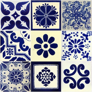 9 Handmade Mexican Talavera Tiles – 4x4” Ceramic Tiles – Vibrant & Hand-Painted # 424