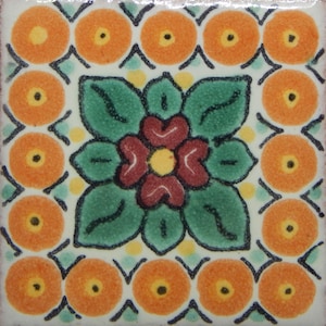 50 pcs Talavera Mexican Hand Painted Tile Folk Art Tile 2X2  2-13