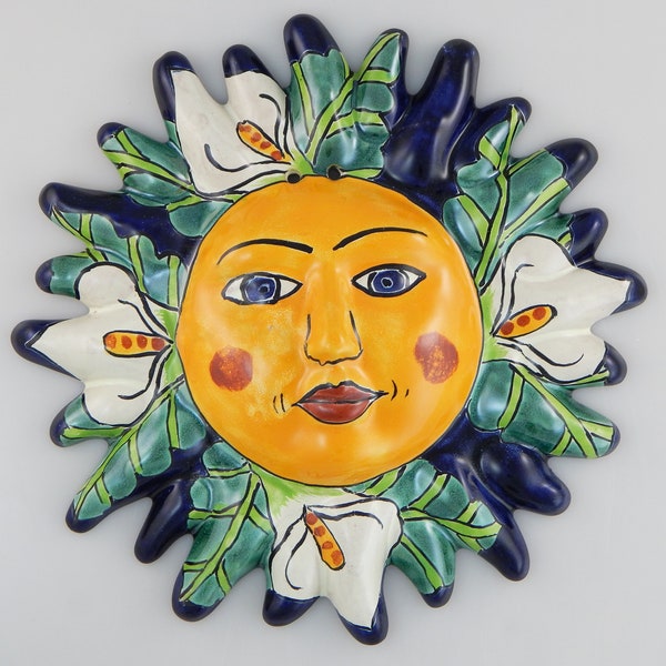 Mexican Talavera Sun Face Hand painted Pottery  Wall Hanging Decor Garden Decor - 02