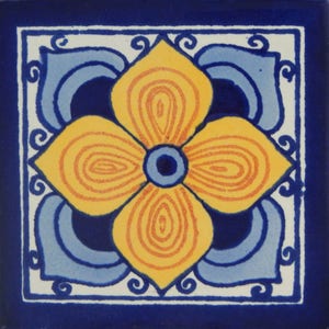 Talavera Mexican Hand Painted Tile Folk Art Sample Tile 4x4 C115