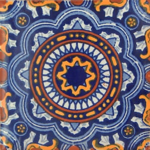 Talavera Mexican Hand Painted Tile Folk Art Sample Tile 4x4 C176