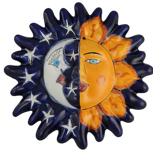 Mexican Talavera Sun Face Hand painted Pottery  Wall Hanging Decor Garden Decor - 13