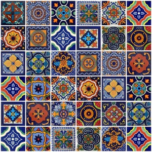 100 Pieces Mexican Talavera Tiles Handmade Assorted Designs Mexican Ceramic 4x4 inch #F110