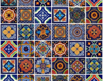 100 Pieces Mexican Talavera Tiles Handmade Assorted Designs Mexican Ceramic 4x4 inch #F110