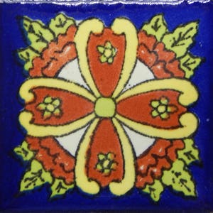 50 pcs Talavera Mexican Hand Painted Tile Folk Art Tile 2X2  2-09