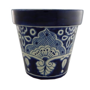 Mexican Ceramic Flower Pot Planter Folk Art Pottery Handmade Talavera # 19