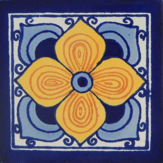 50 Mexican Talavera Decorative Handmade Tiles Folk Art C354