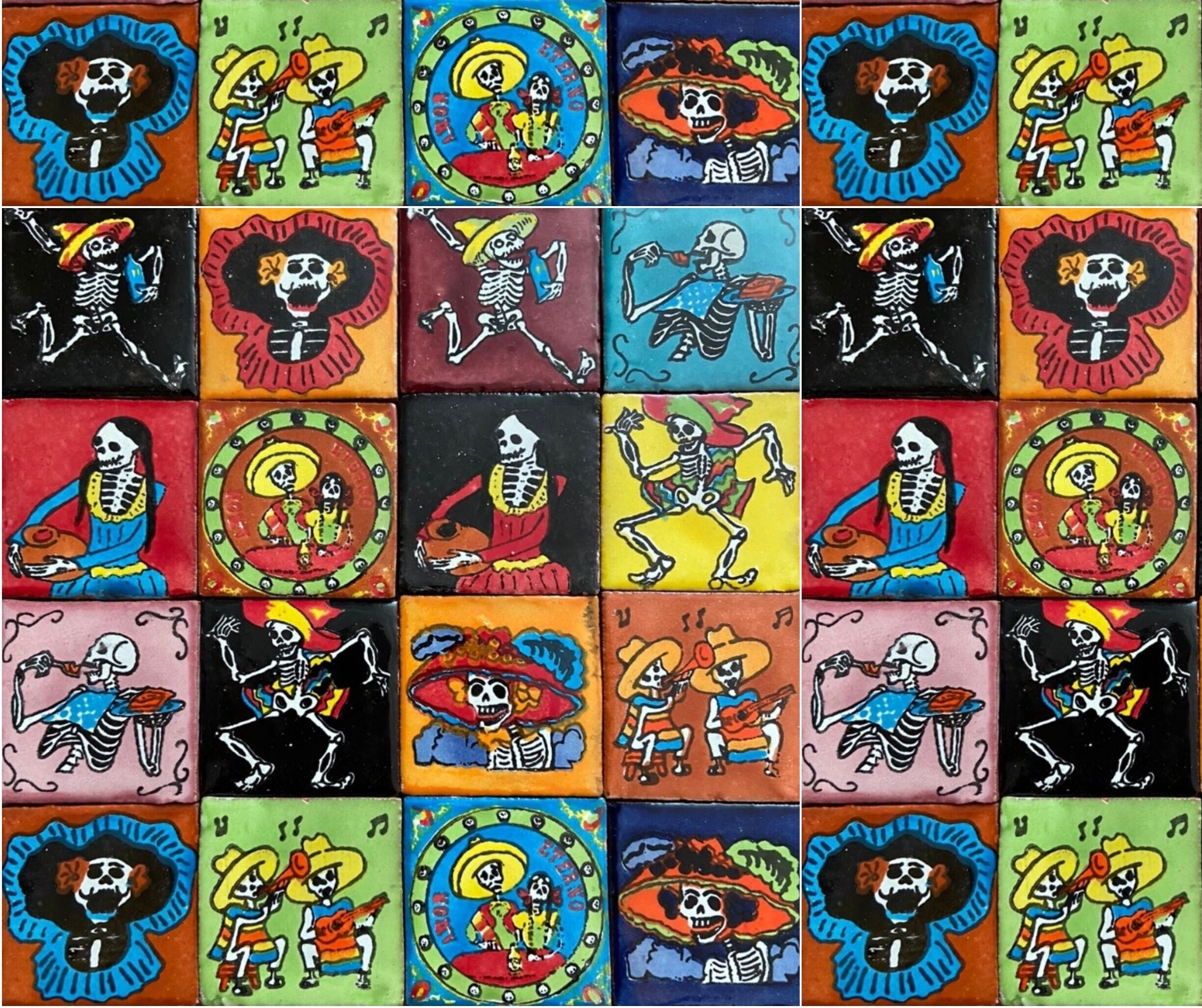 30 Hand Painted Day of the Dead Mexican Talavera Tiles Etsy