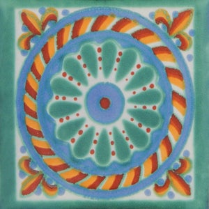 Talavera Mexican Hand Painted Tile Folk Art Sample Tile 4x4 C174