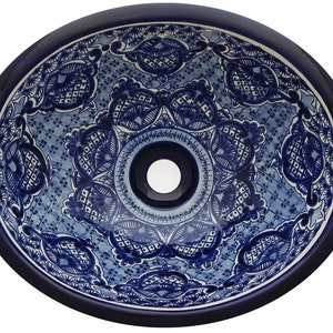 16” X 11.5” Talavera Mexican Sink Hand Painted Drop-In Folk Art Bathroom Ceramic Sink Handmade #214