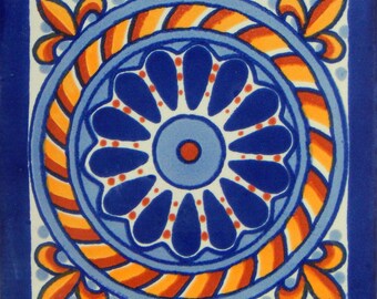 25 pcs Talavera Mexican Hand Painted Tile Folk Art Tile 4x4 C153