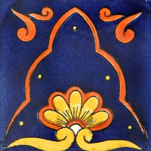 Talavera Mexican Hand Painted Tile Folk Art Sample Tile 4x4 C054