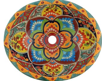 16” X 11.5” Talavera Mexican Sink Hand Painted Drop-In Folk Art Bathroom Ceramic Sink Handmade #193