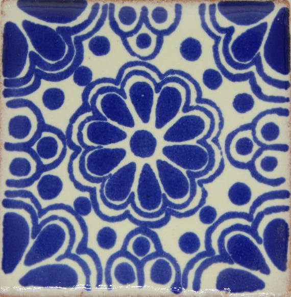 Mexican Talavera Folk Art Handpainted Tile Mosaic - Handmade Clay Backsplash, Design #C064