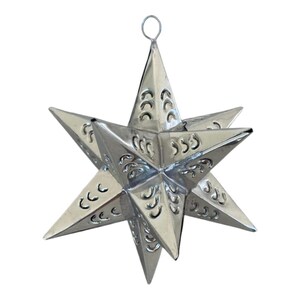 6 Mexican Christmas Ornament Tin Metal Star Tree Hanging Decorations ...