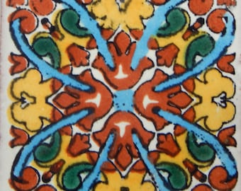 25 pcs Talavera Mexican Hand Painted Tile Folk Art Tile 2X2  2-15
