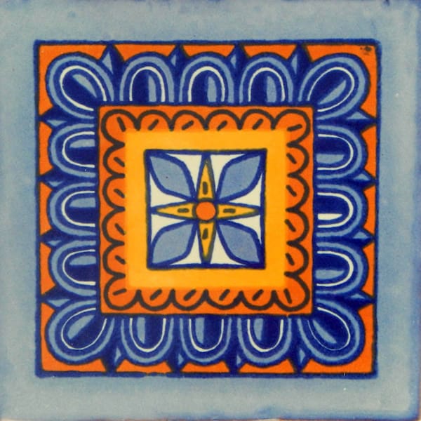 40 pcs Talavera Mexican Hand Painted Tile Folk Art Tile 6X6 C122