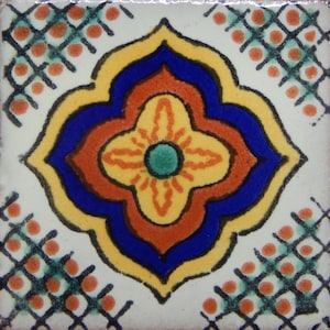 25 pcs Talavera Mexican Hand Painted Tile Folk Art Tile 2X2  2-23